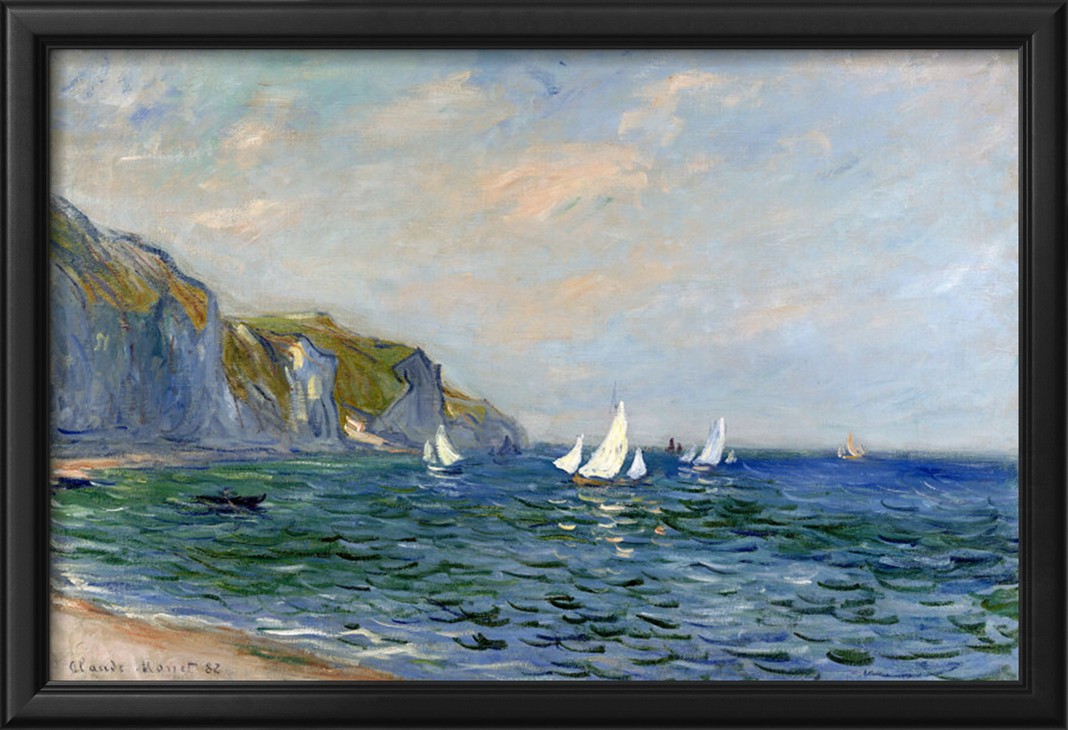 CLIFFS AND SAILBOATS AT POURVILL - Claude Monet Paintings